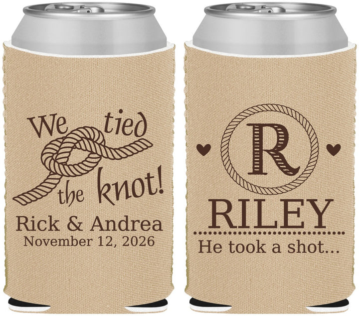 Custom Wedding Neoprene Can Coolers - We Tied The Knot | 263