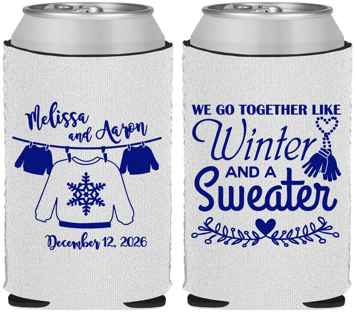 Custom Wedding Neoprene Can Coolers - Christmas Sweater | 265
