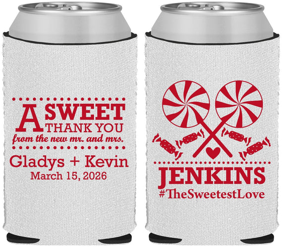 Custom Wedding Neoprene Can Coolers - Sweet Thank You | 269
