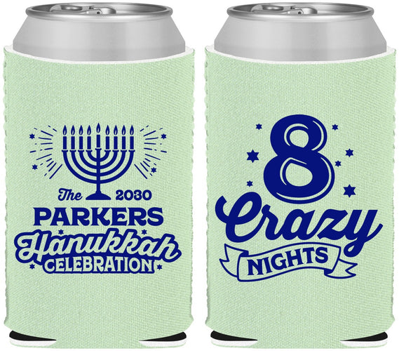 Custom Hanukkah Neoprene Can Coolers - Eight Crazy Nights | 270010