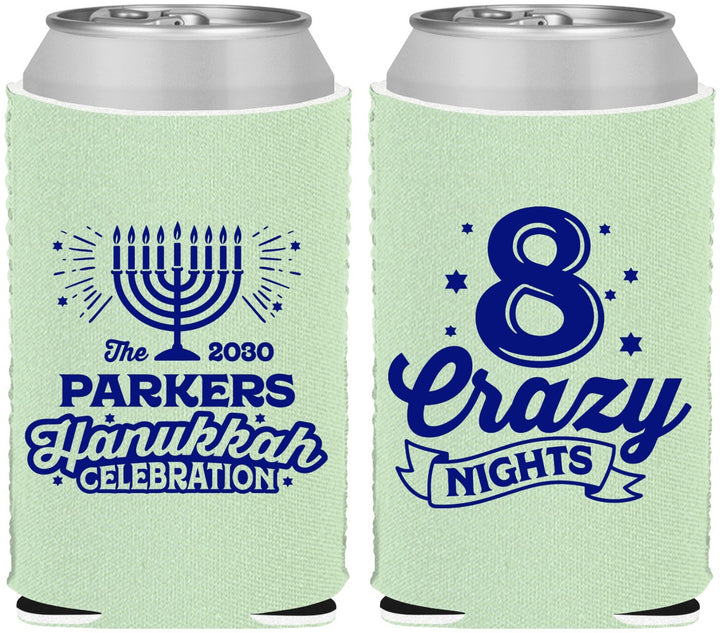 Custom Hanukkah Neoprene Can Coolers - Eight Crazy Nights | 270010