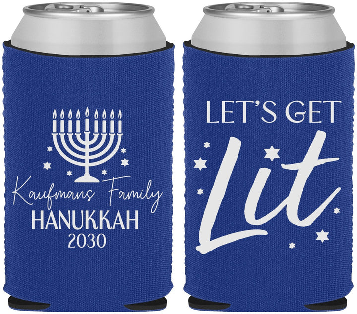 Custom Hanukkah Neoprene Can Coolers - Lets Get Lit | 270020