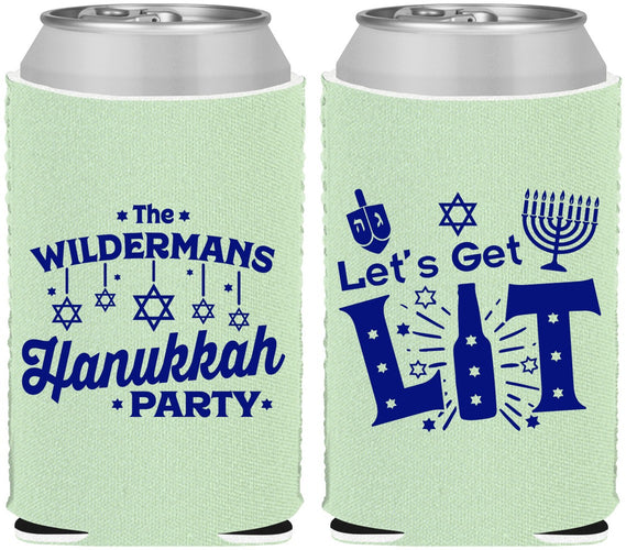 Custom Hanukkah Neoprene Can Coolers - Lets Get Lit | 270022