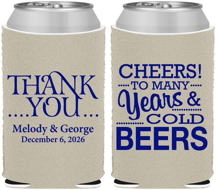 Custom Wedding Neoprene Can Coolers - Cheers Years Cold Beers | 271