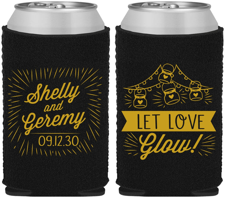 Custom Wedding Neoprene Can Coolers - Let Love Glow | 273
