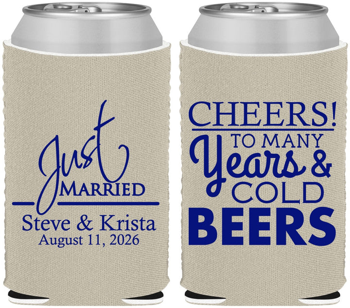 Custom Wedding Neoprene Can Coolers - Cheers Years Cold Beers | 274
