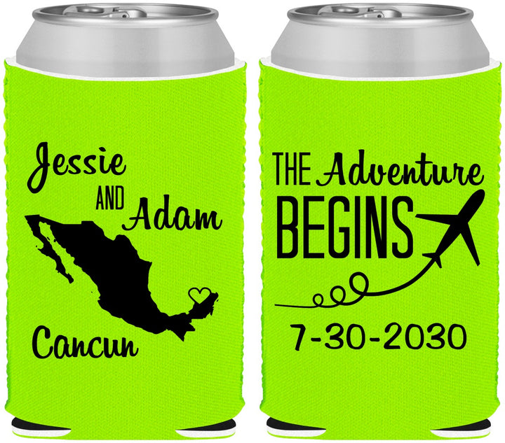 Custom Wedding Neoprene Can Coolers - The Adventure Begins | 275