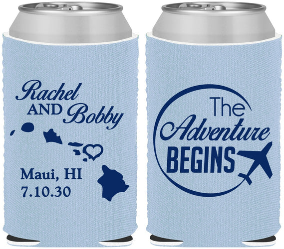 Custom Wedding Neoprene Can Coolers - The Adventure Begins | 278