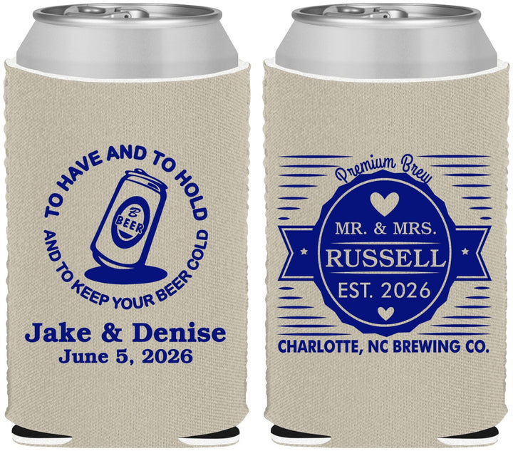 Custom Wedding Neoprene Can Coolers - To Have And To Hold | 279