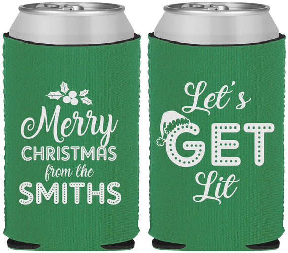 Custom Christmas Neoprene Can Coolers - Lets Get Lit | 280001