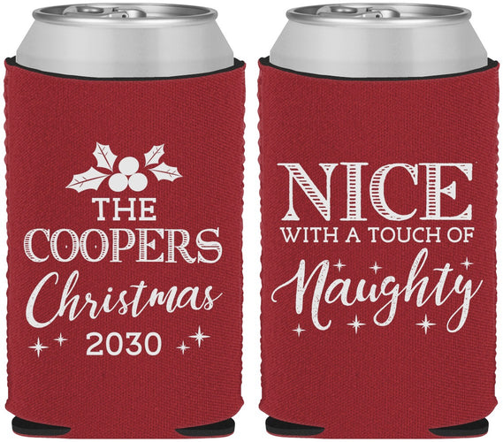 Custom Christmas Neoprene Can Coolers - Naughty Or Nice | 280008