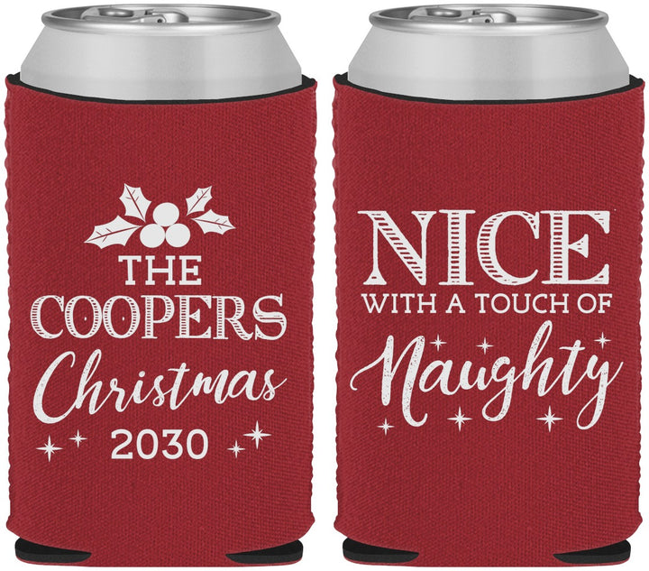 Custom Christmas Neoprene Can Coolers - Naughty Or Nice | 280008