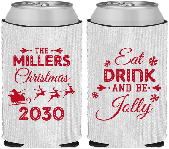 Custom Christmas Neoprene Can Coolers - Eat Drink And Be Jolly | 280010