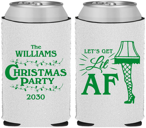 Custom Christmas Neoprene Can Coolers - Lit Af | 280011