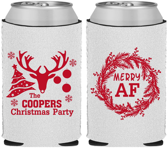 Custom Christmas Neoprene Can Coolers - Merry Af | 280014