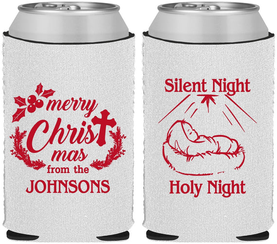 Custom Christmas Neoprene Can Coolers - Silent Night Holy Night | 280018