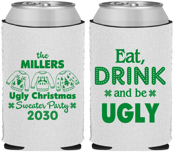 Custom Christmas Neoprene Can Coolers - Ugly Sweater | 280023