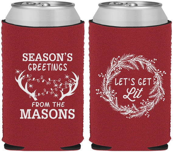 Custom Christmas Neoprene Can Coolers - Lets Get Lit | 280032