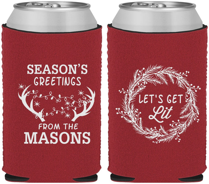Custom Christmas Neoprene Can Coolers - Lets Get Lit | 280032
