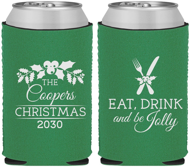 Custom Christmas Neoprene Can Coolers - Eat Drink And Be Jolly | 280033