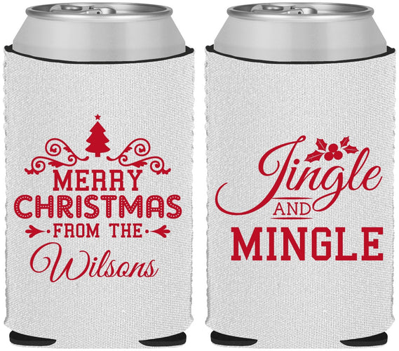 Custom Christmas Neoprene Can Coolers - Jingle And Mingle | 280034