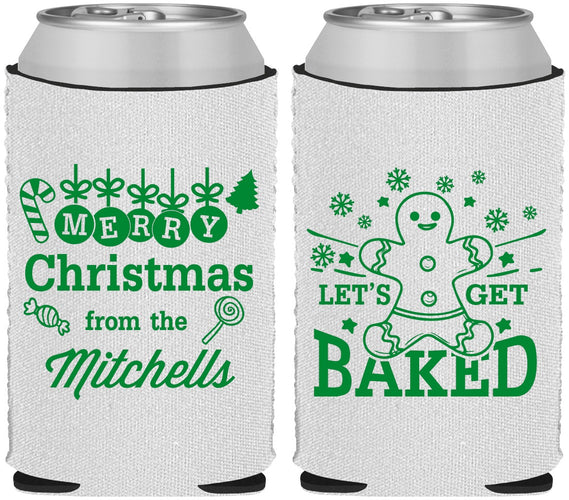 Custom Christmas Neoprene Can Coolers - Lets Get Baked | 280039