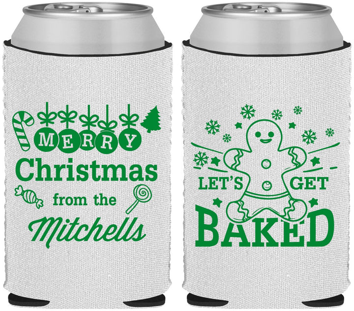 Custom Christmas Neoprene Can Coolers - Lets Get Baked | 280039