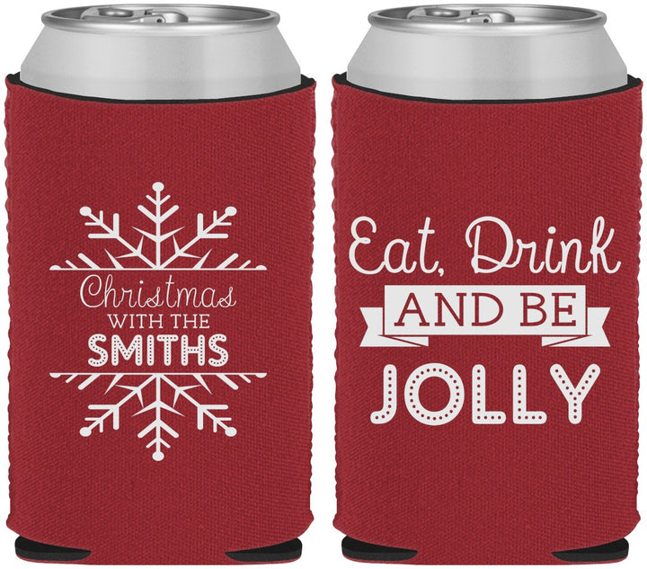 Custom Christmas Neoprene Can Coolers - Eat Drink Jolly | 280040