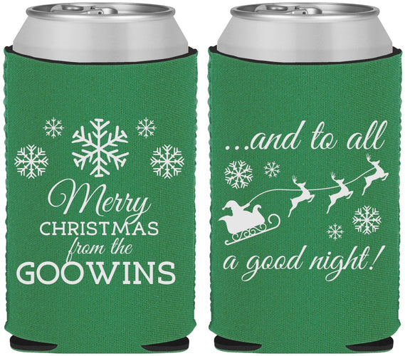 Custom Christmas Neoprene Can Coolers - To All A Good Night | 280041