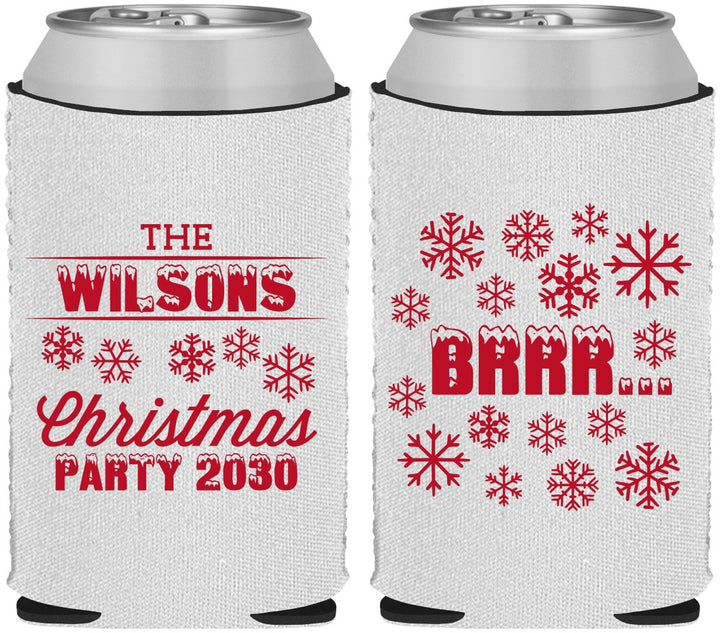 Custom Christmas Neoprene Can Coolers - Snowflakes | 280042