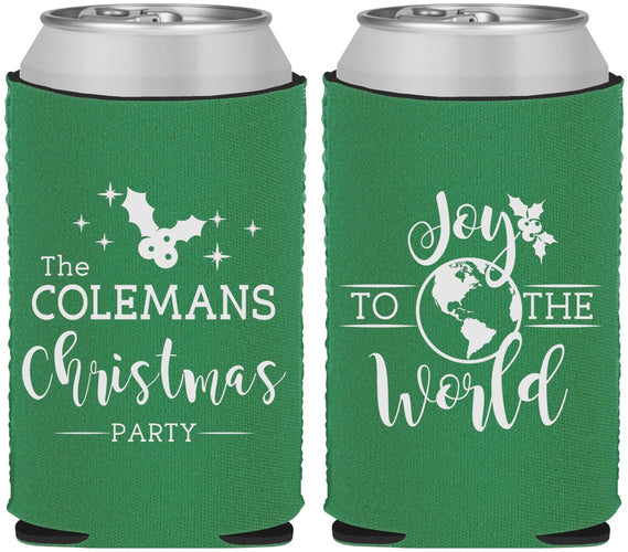 Custom Christmas Neoprene Can Coolers - Joy To The World | 280045