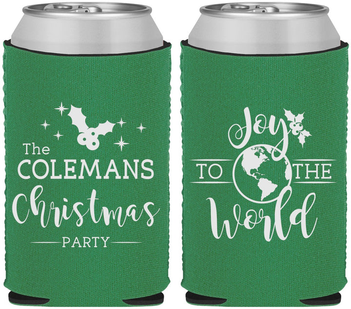 Custom Christmas Neoprene Can Coolers - Joy To The World | 280045