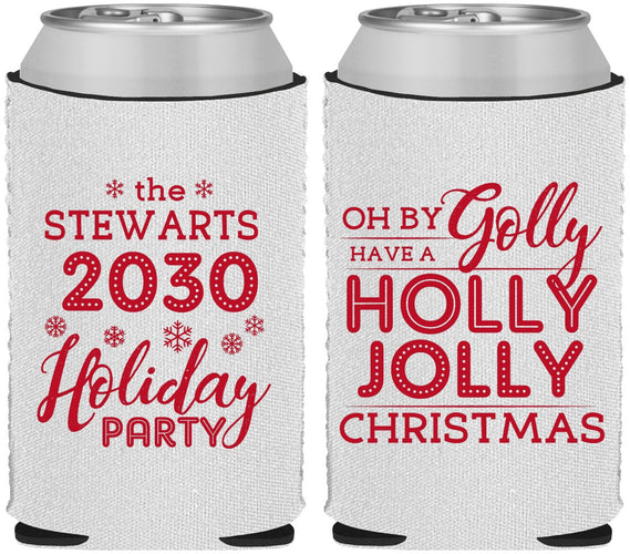 Custom Christmas Neoprene Can Coolers - Holly Jolly | 280046