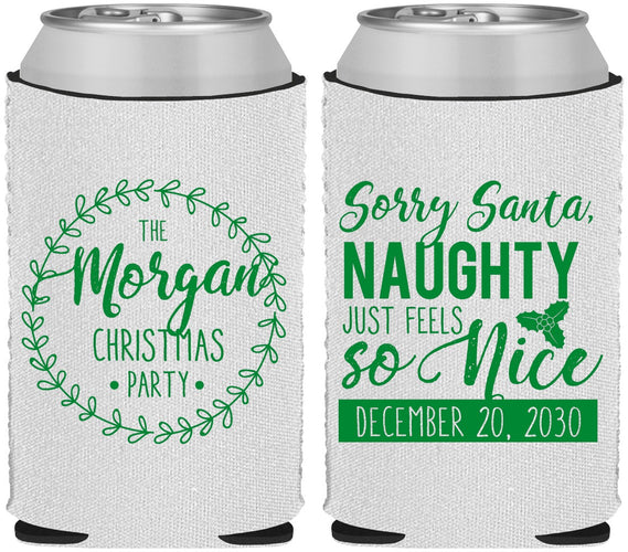 Custom Christmas Neoprene Can Coolers - Naughty Or Nice | 280047