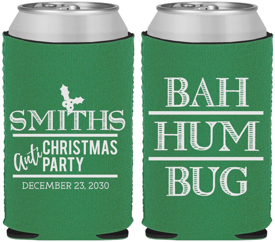 Custom Christmas Neoprene Can Coolers - Bah Hum Bug | 280057