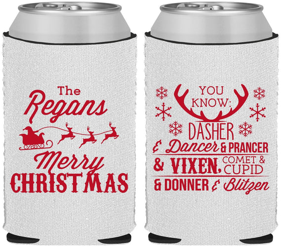 Custom Christmas Neoprene Can Coolers - Reindeer | 280062