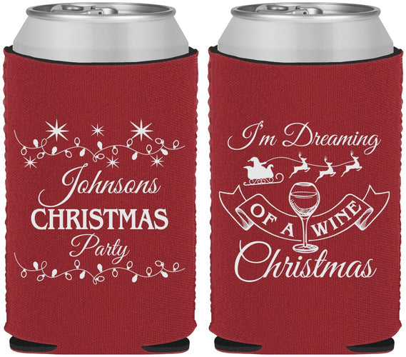 Custom Christmas Neoprene Can Coolers - Wine | 280068
