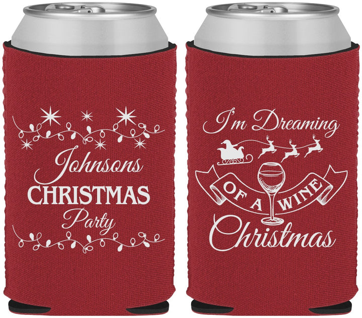 Custom Christmas Neoprene Can Coolers - Wine | 280068