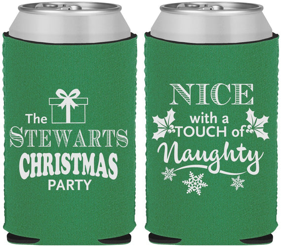 Custom Christmas Neoprene Can Coolers - Naughty Or Nice | 280069