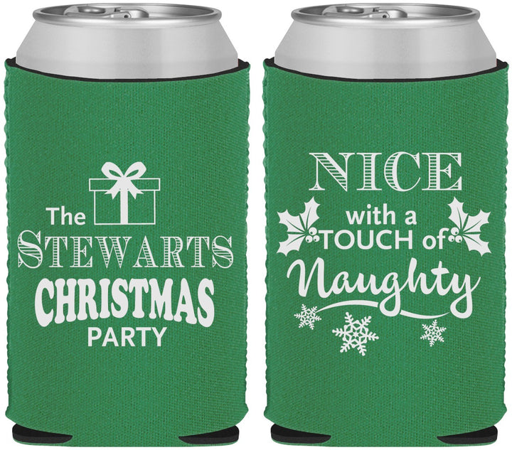 Custom Christmas Neoprene Can Coolers - Naughty Or Nice | 280069
