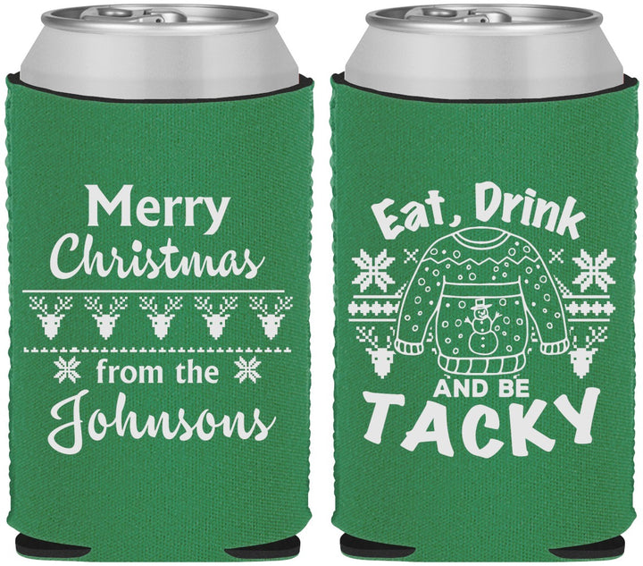 Custom Christmas Neoprene Can Coolers - Eat Drink Tacky | 280081
