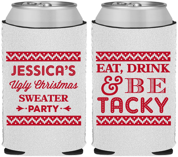 Custom Christmas Neoprene Can Coolers - Eat Drink Tacky | 280082