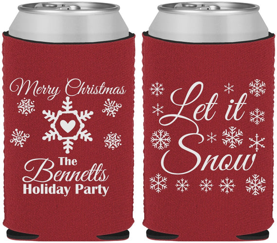 Custom Christmas Neoprene Can Coolers - Let Is Snow | 280088