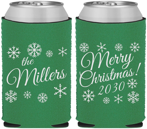Custom Christmas Neoprene Can Coolers - Snowflakes | 280089