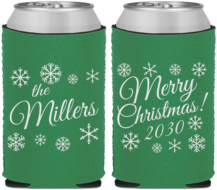 Custom Christmas Neoprene Can Coolers - Snowflakes | 280089