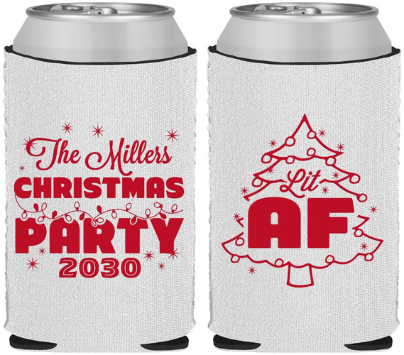 Custom Christmas Neoprene Can Coolers - Lit Af | 280090