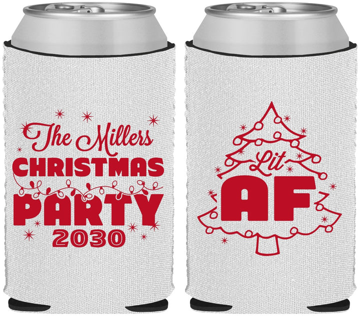 Custom Christmas Neoprene Can Coolers - Lit Af | 280090