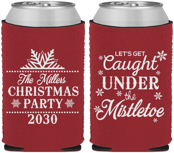 Custom Christmas Neoprene Can Coolers - Mistletoe | 280092
