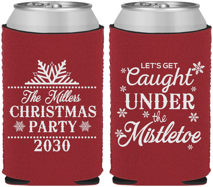 Custom Christmas Neoprene Can Coolers - Mistletoe | 280092