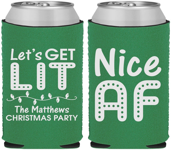 Custom Christmas Neoprene Can Coolers - Nice Af | 280093